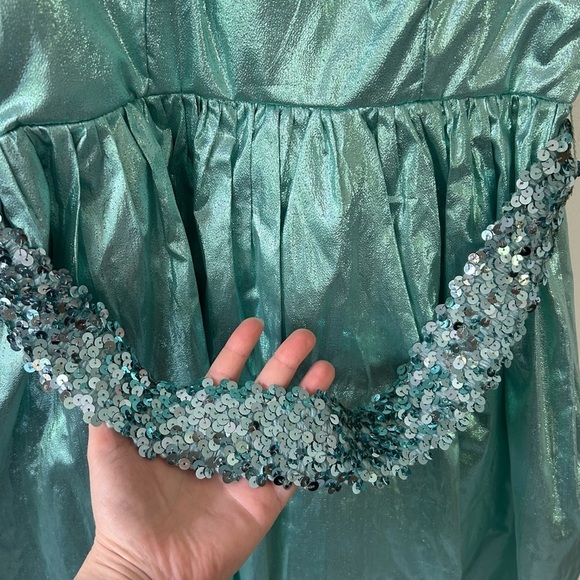 Vintage Teal Mini Dress with Sequin Details - Picture 5 of 9